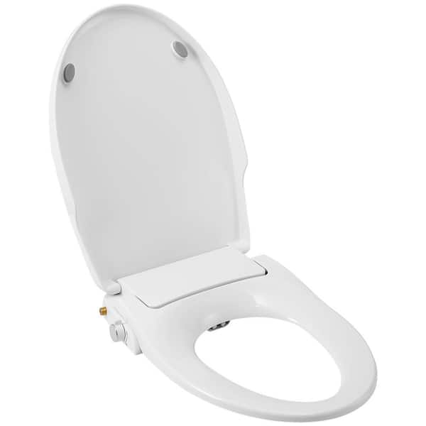 Dual Nozzle Non-Electric Bidet Seat for Elongated Toilets in White