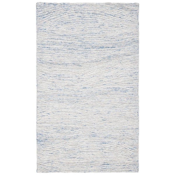SAFAVIEH Metro Light Blue/Ivory Doormat 3 ft. x 5 ft. Abstract Waves Area Rug