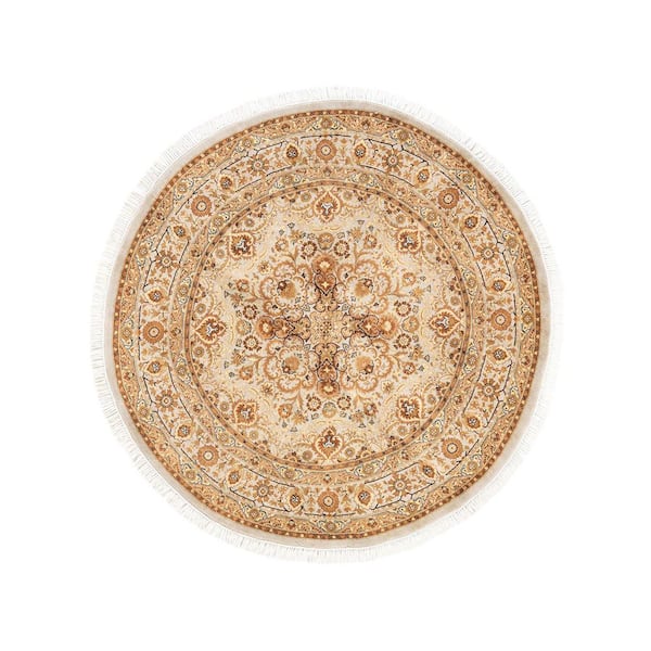 Solo Rugs Mogul One-of-a-Kind Traditional Ivory 5 ft. 1 in. x 5 ft. 1 in. Oriental Area Rug