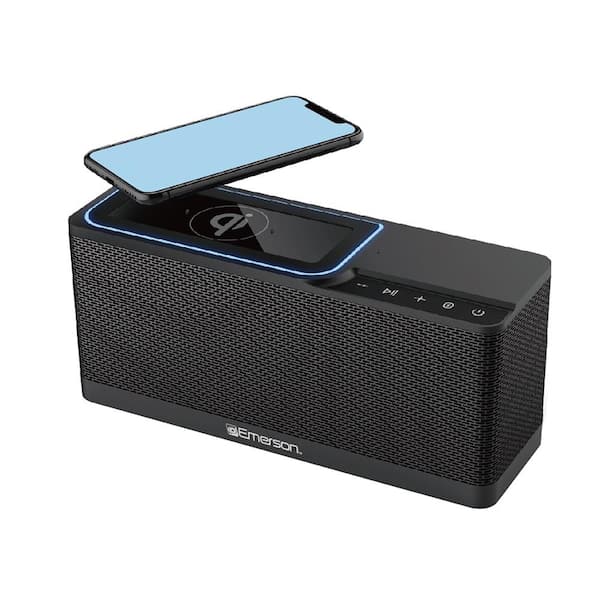 Emerson Radio Corp Portable Bluetooth Speaker with 20-Watt Stereo and Wireless Charging