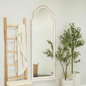 70 in. x 26 in. Tall Rectangle Framed Brown Wall Mirror with Arched Top