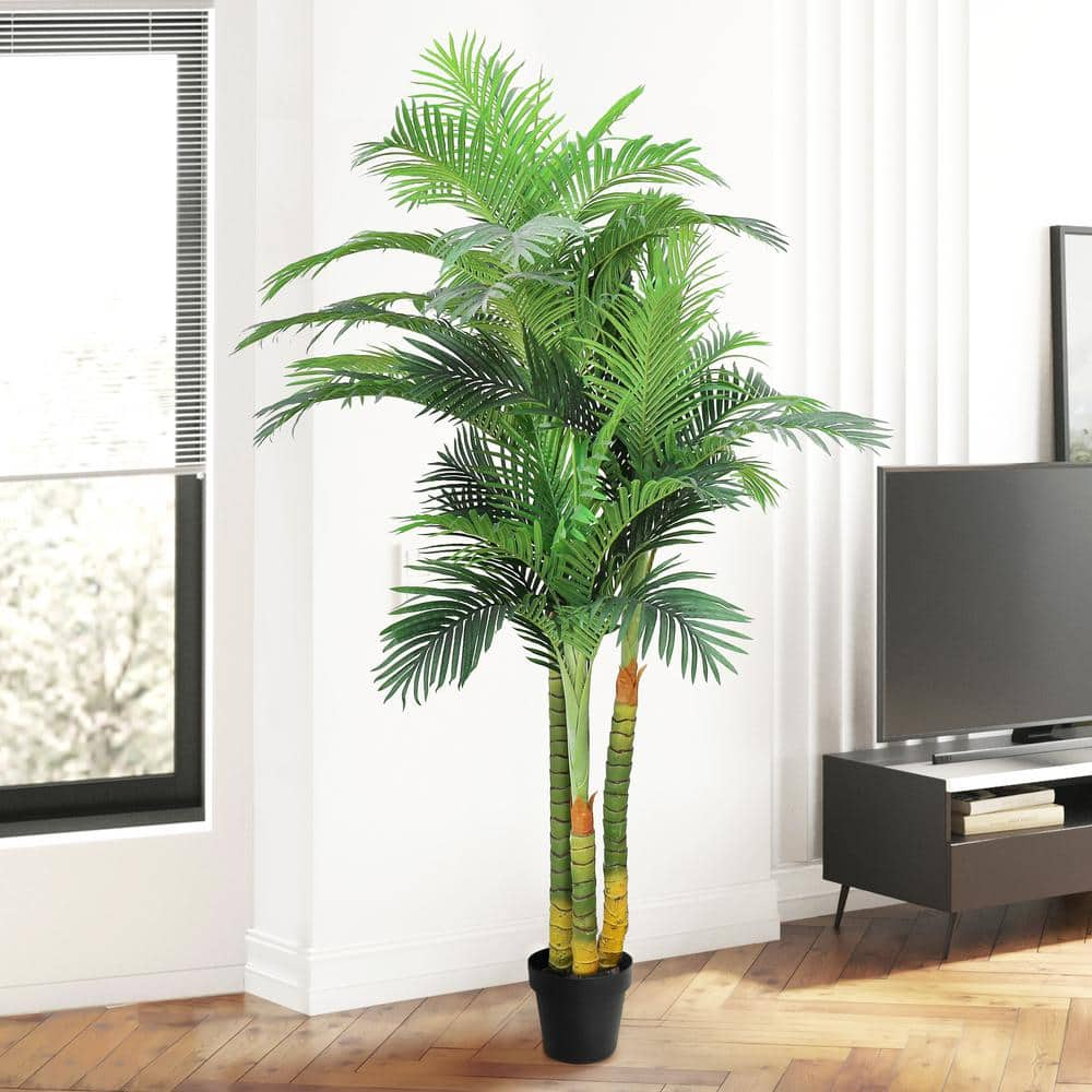 LIVING LUXURY 7 .25 ft. Deluxe Real Touch Artificial Areca Palm Tree ...