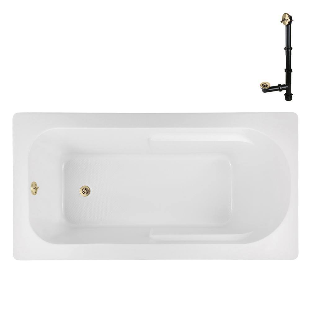 N-4280-739-PBR 60 in. x 32 in. Rectangular Acrylic Soaking Drop-In Bathtub, with Reversible Drain in Polished Brass price history on PriceWatchPro
