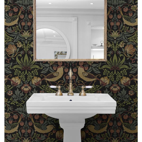 Black Strawberry Garden Vinyl Peel and Stick Wallpaper Roll (Covers 31.35 sq. ft.)