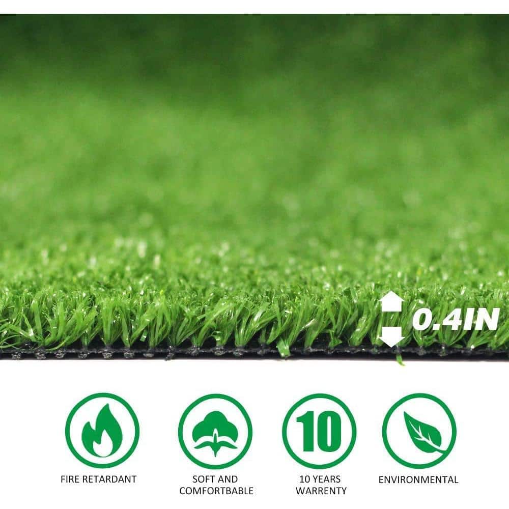 Realistic Green Artificial Grass Mat with Drainage Holes, 5x8 ft
