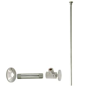 1/2 in. IPS x 3/8 in. OD x 20 in. Flat Head Supply Line Kit with Round Handle Angle Shut Off Valve, Polished Nickel