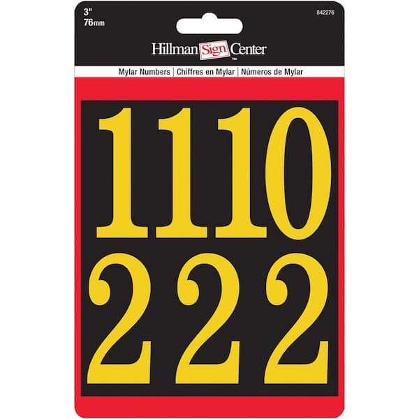 The Hillman Group 3 in. Mylar Peel and Stick Numbers Pack