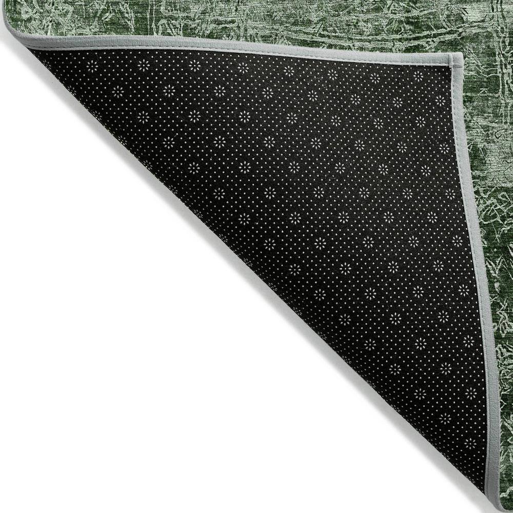 Emerald Green Synthetic Flat Woven Rectangular Rug