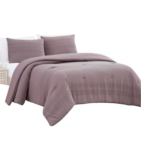 THE URBAN PORT Ohio 3-Piece Brown Solid Print Microfiber King Comforter Set