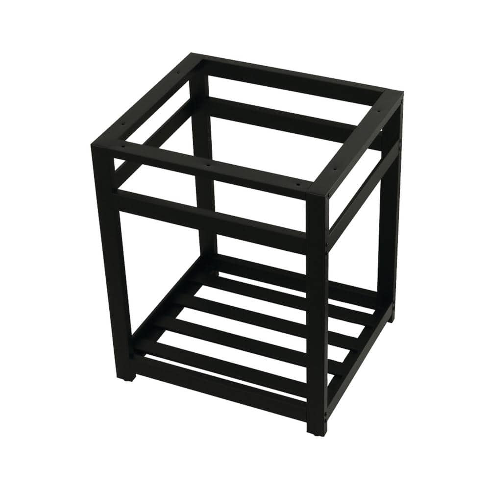 Matte Black Steel Console Sink Base with Shelf