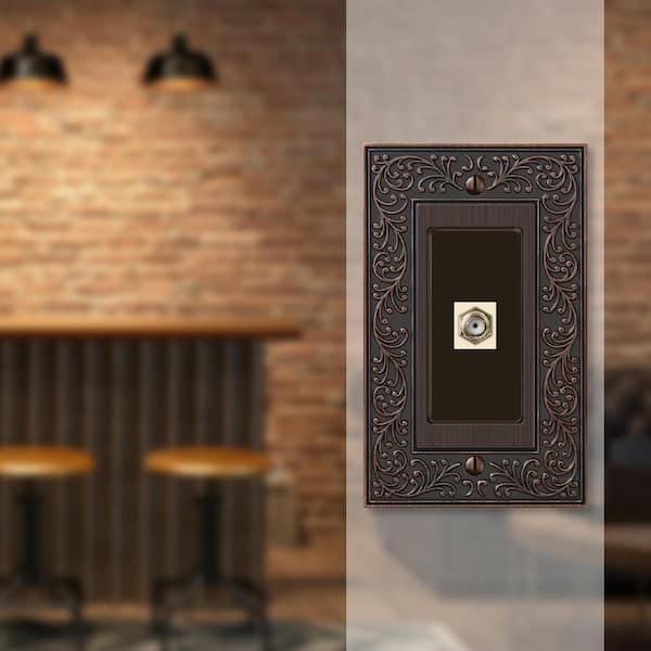 English Garden 1 Gang Coax Metal Wall Plate - Aged Bronze