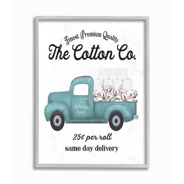 Stupell Industries "Toilet Paper Cotton Co Delivery Truck Bathroom Word Design" Lettered and Lined Framed Abstract Wall Art 11 in. x 14 in.