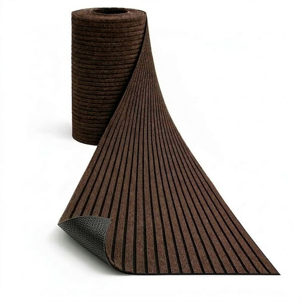 Non-Slip Hallway Runner Rug by The Foot Utility Mat For Home/Office Earth Brown Wide-Ribbed, 2 ft. x 31 ft.