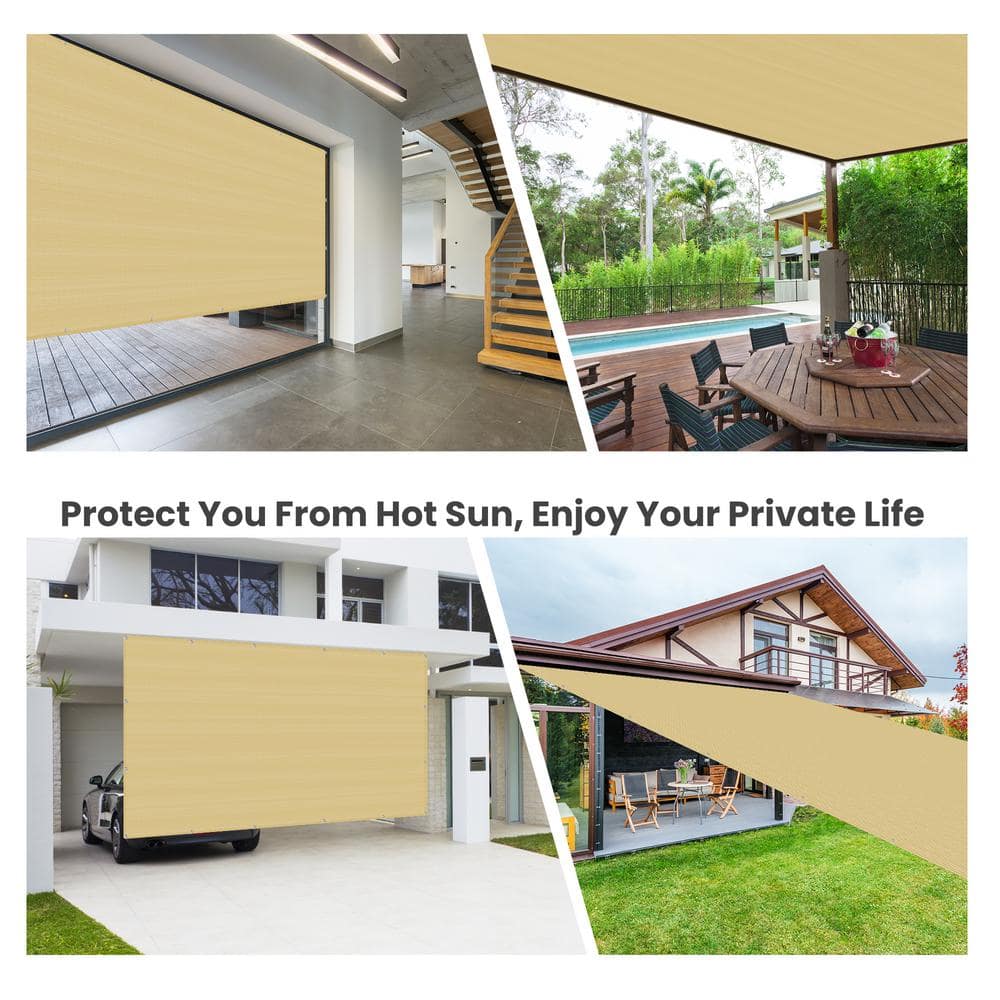 6 ft. x 10 ft. Beige HDPE Patio Sun Shade Cloth