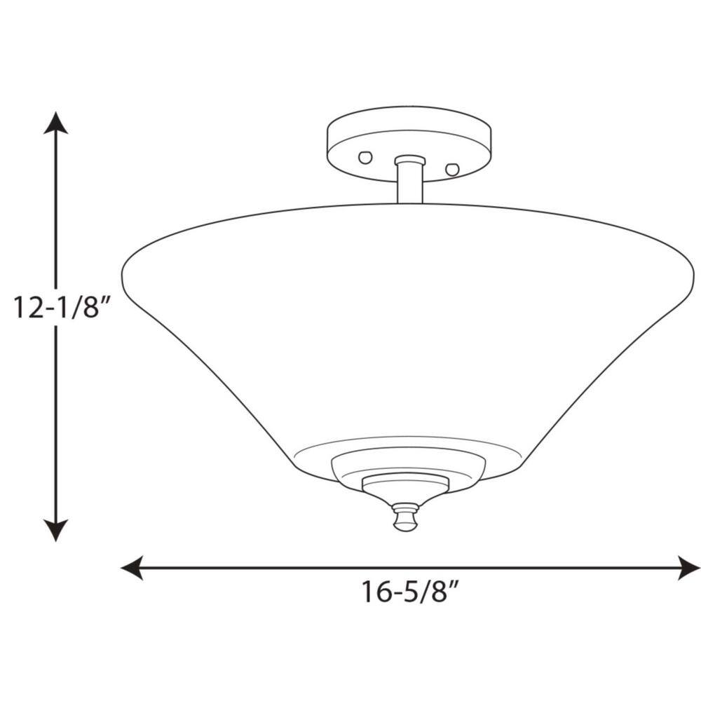 Brushed Nickel Glass 3-Light Semi-Flush Mount Fixture