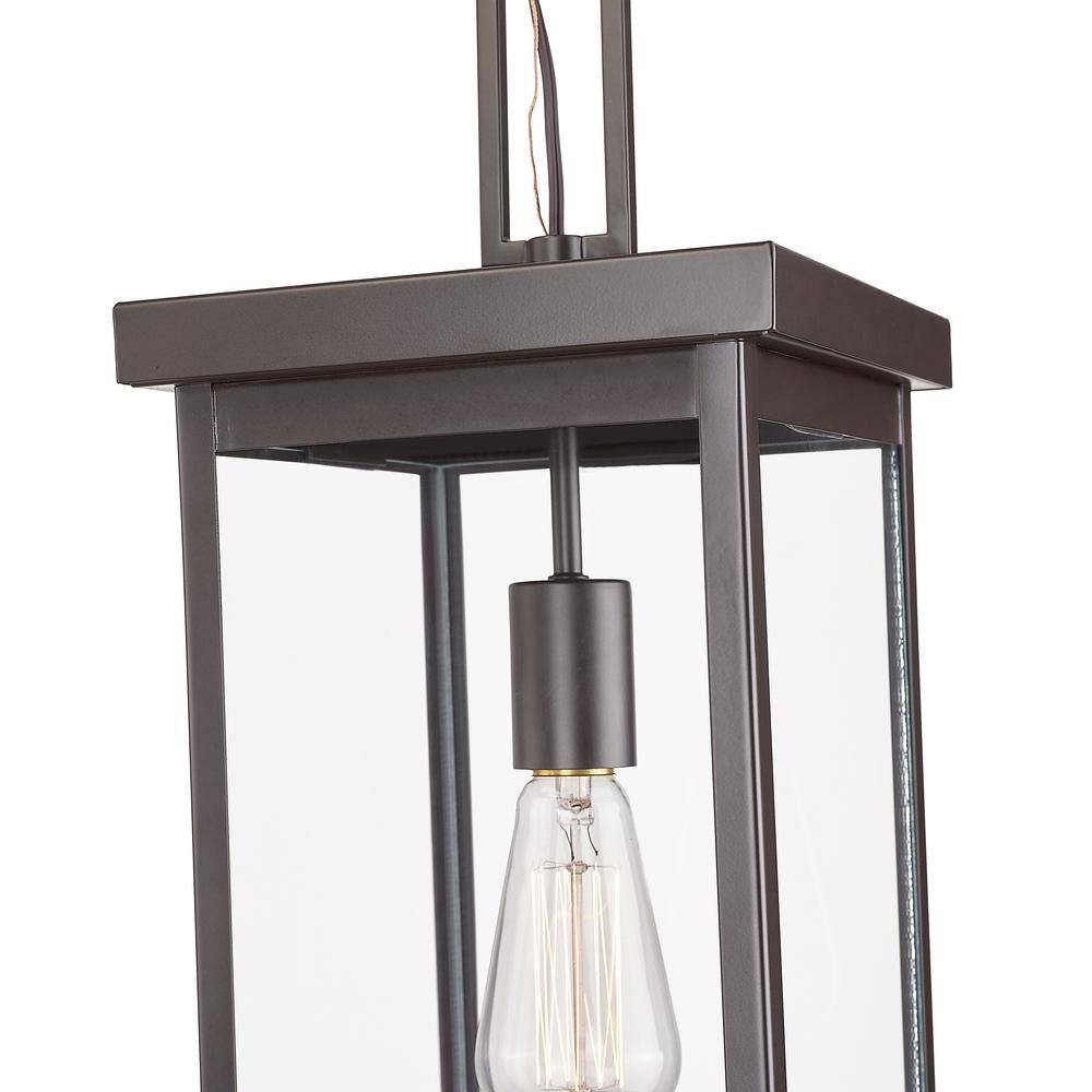 20" Bronze Outdoor Hanging Lantern with Clear Glass Shade