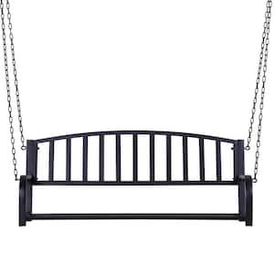 50 in. W x 23.5 in. D x 20.75 in. H 2-Person Steel Porch Swing in Black