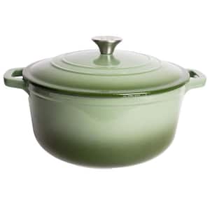 6 qt. Round Cast Iron Dutch Oven in Green Ombre with Lid