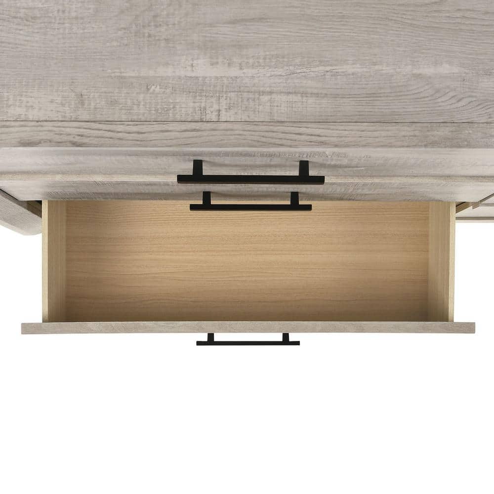 Ash White 5-Drawer Chest with Black Pulls