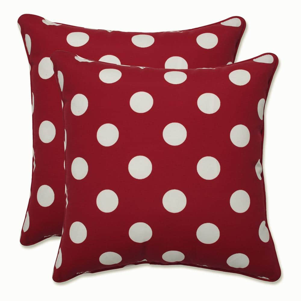 Pillow Perfect Polka Dot Red Square Outdoor Square Throw Pillow 2-Pack ...