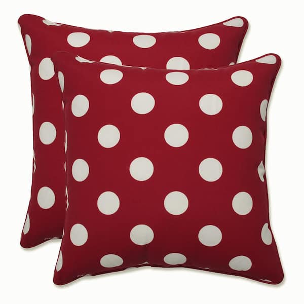 Pillow Perfect Polka Dot Red Square Outdoor Square Throw Pillow 2-Pack