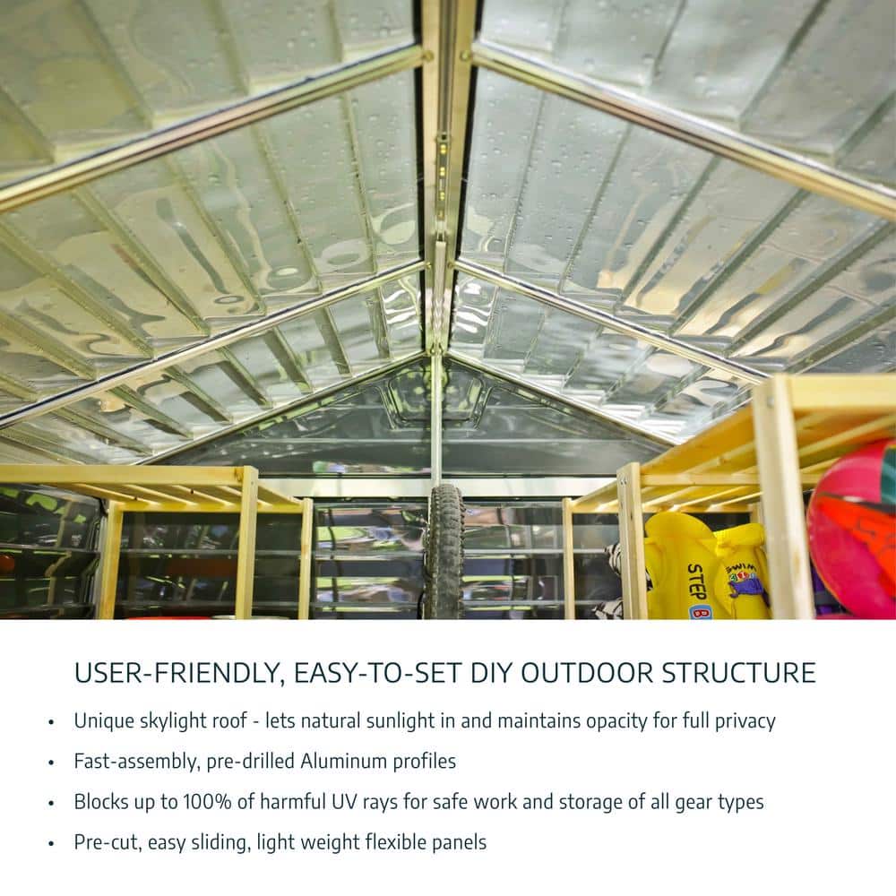 Gray 6' x 8' Polycarbonate and Aluminum Storage Shed