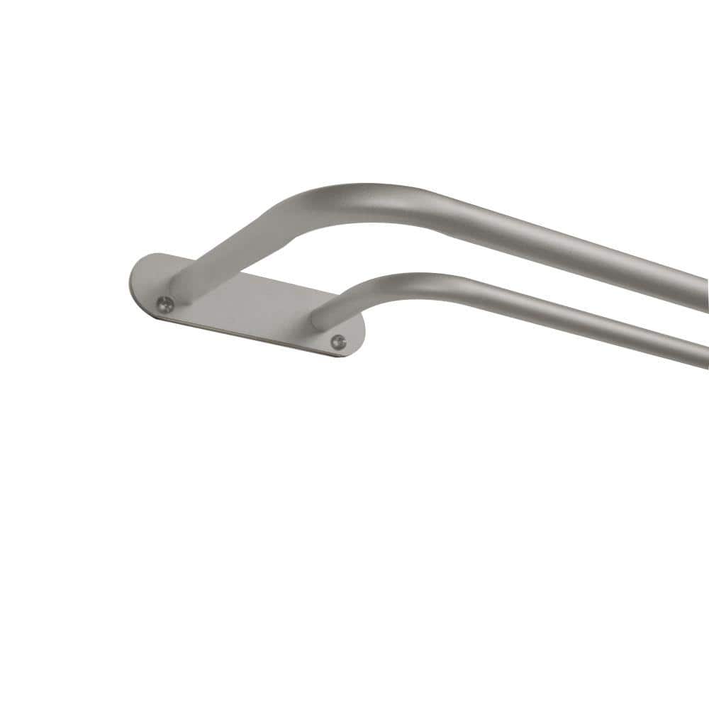 Matte Silver Adjustable Double Curtain Rod, 52"-72"