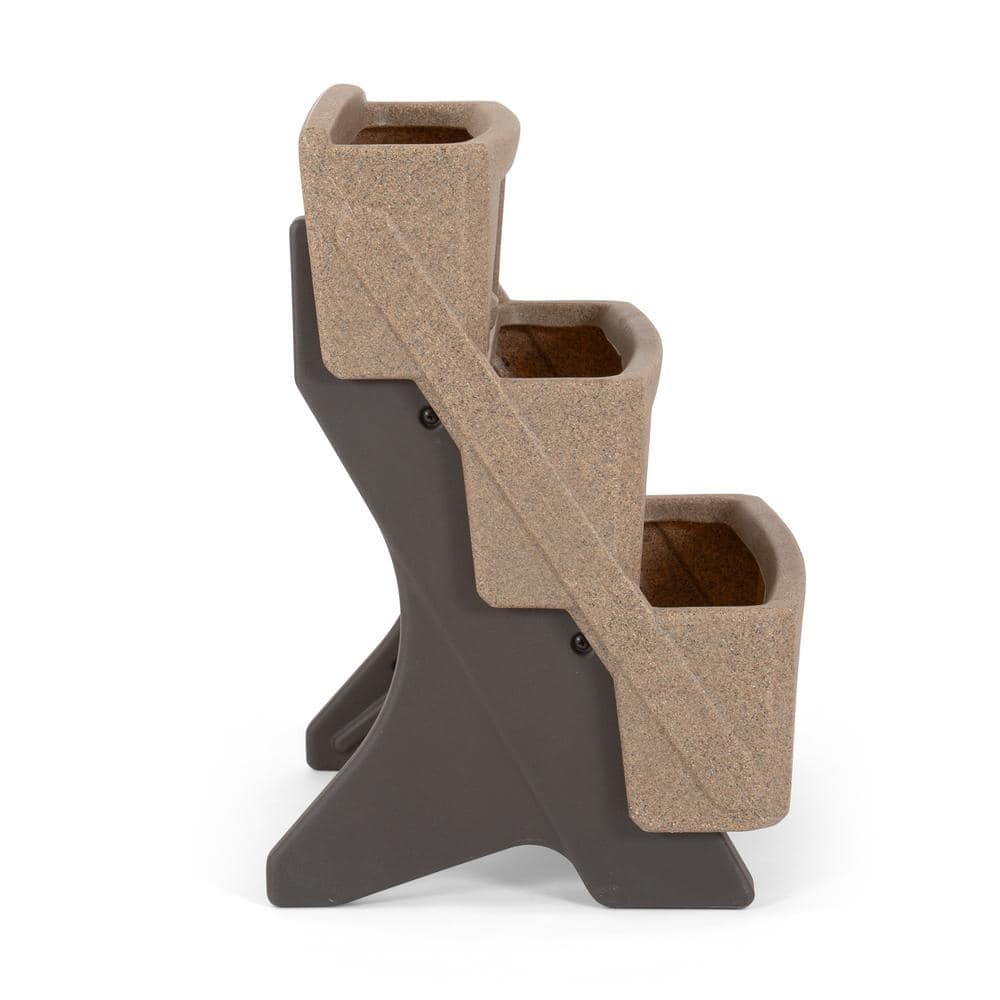 Tan Plastic 3-Level Vertical Herb and Flower Planter