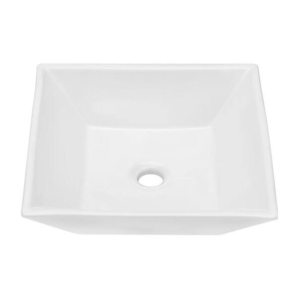 EPOWP 16 in. x 16 in. White Ceramic Square Bathroom Above Counter Vessel Sink LXVS3 The Home