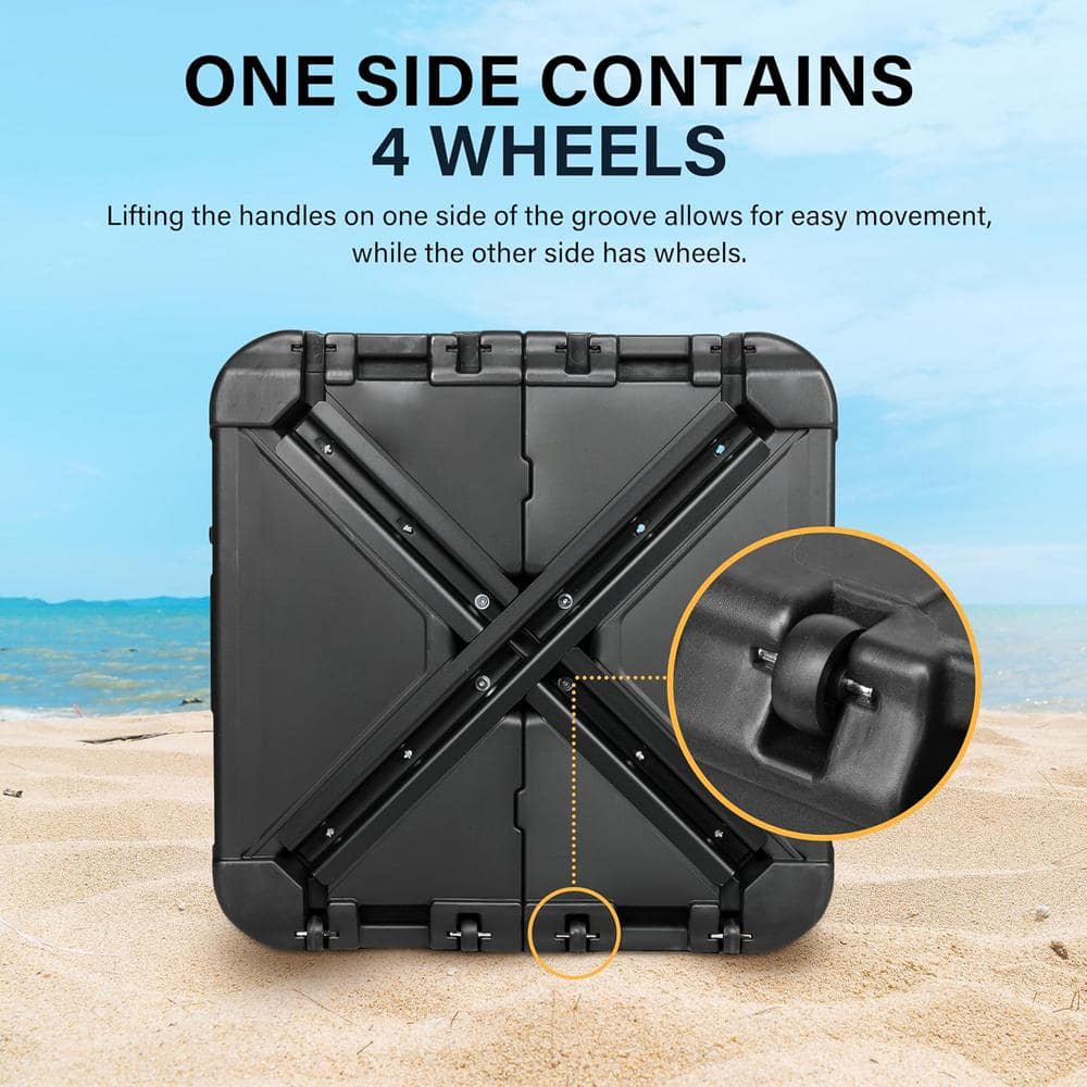 Black Heavy Duty Plastic Wheeled Patio Umbrella Stand, 33" x 33"