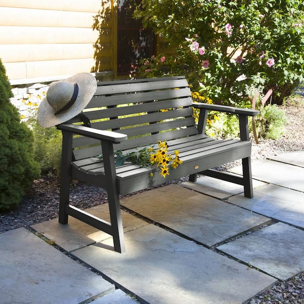Highwood Weatherly 4 ft. 2-Person Coastal Teak Recycled Plastic Outdoor Garden Bench