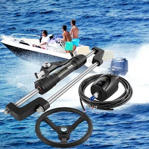 Hydraulic Boat Steering Kit 300HP Hydraulic Steering Kit 18 ft. Hose Corrosion-Resistant Boat Steering System