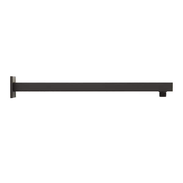 SIGNATURE HARDWARE 18 in. Modern Square Wall Mounted Shower Arm and Flange Matte Black