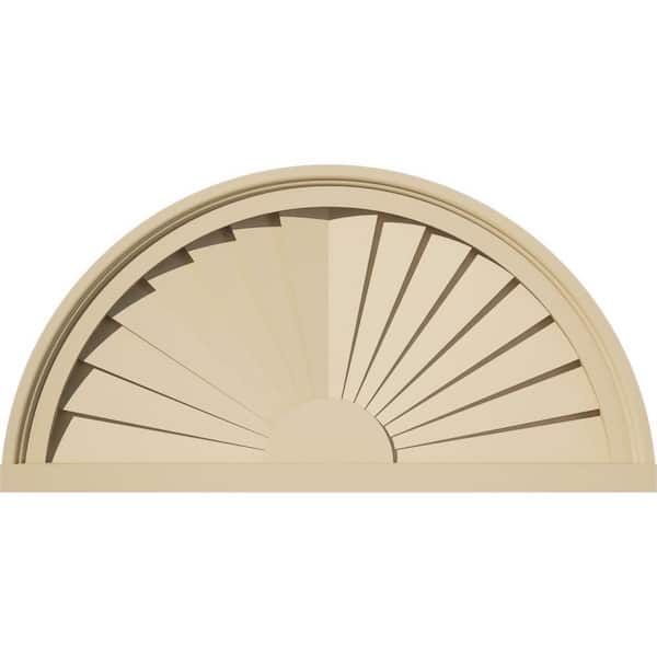 24-in. W x 12-in. H x 2-in. P Half Round Sunburst Signature Urethane Pediment, Primed Tan