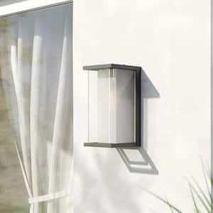 Montpelier 12.8 in. H 1-Light Black Hardwired Dusk to Dawn Outdoor Sconce Wall Lantern Sconce