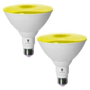 120-Watt Equivalent PAR38 Decorative Indoor/Outdoor LED Light Bulb in Yellow (2-Pack)