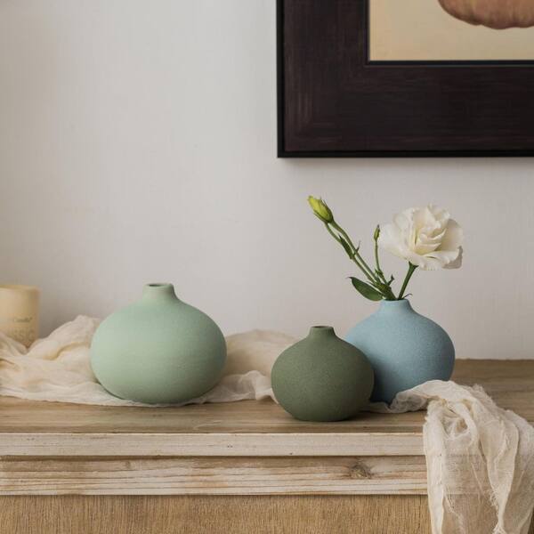 Unbranded Multi-Colored Decorative Flower Vases for Home, Modern Ceramic Vase (Set of 3), Multicolor Pottery Vases