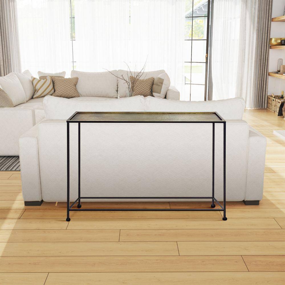 Aurelia 48-Inch Bronze Tray Top Console Table with Storage