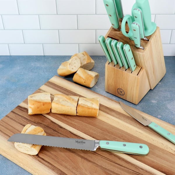 14-Piece Stainless Steel Knife Block Set, hot Teal--ud