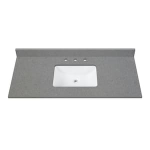 49 in. W x 22 in. D Quartz Vanity Top in Lotte Radianz Contrail Matte with White Rectangular Single Sink