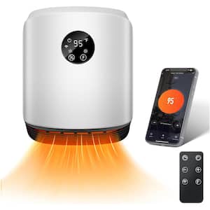 Portable 1500-Watt Silver Electric Ceramic Space Heater for Indoor Use Wall Mounted with Wi-Fi/Remote