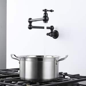 Wall Mounted Pot Filler with Double-Handle in Oil Rubbed Bronze