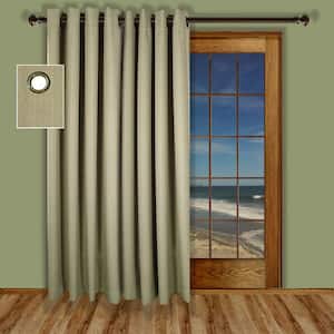 Natural Woven Solid 110 in. W x 84 in. L Grommet Blackout Curtain