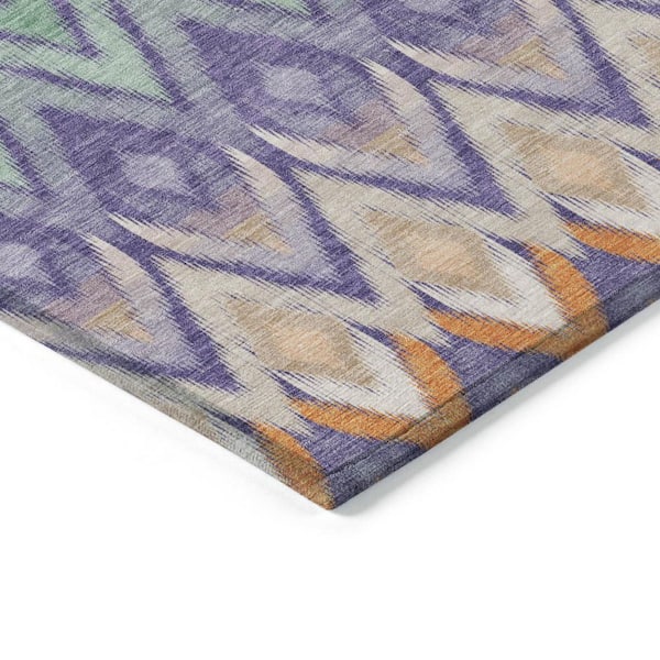 Purple, Lilac, Orange 3 ft. x 5 ft. Woven Oriental Polyester Rectangle Indoor/Outdoor Area Rug