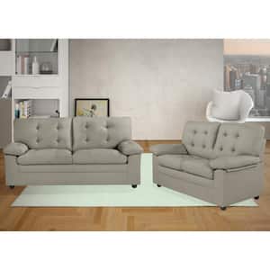 Grayson 2-Piece Grey Faux Leather Living Room Set