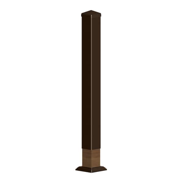 Pegatha 4 in. x 4in. x 39 in. Brown Powder Coated Aluminum Post Sleeve for Wood Post. 1 Post Sleeve, 1 Post Cap, & 1 Base Trim.