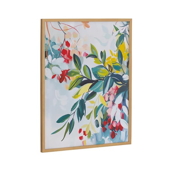Kate and Laurel Gallery Jewel Tone Botanical Abstract by the Creative Bunch Studio Gold Framed Art Print 16 in. x 20 in.