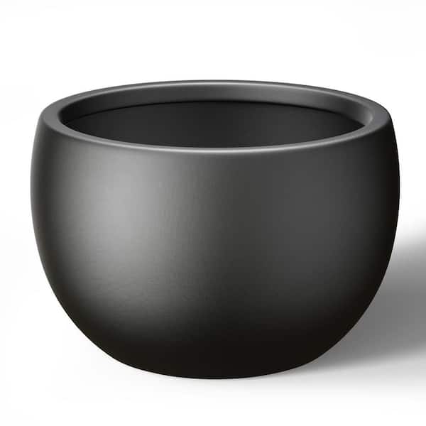 11.5 in. W x 8 in. H Charcoal Black Large Tall Round Concrete Planter / Garden Plant Pot for Indoor and Outdoor