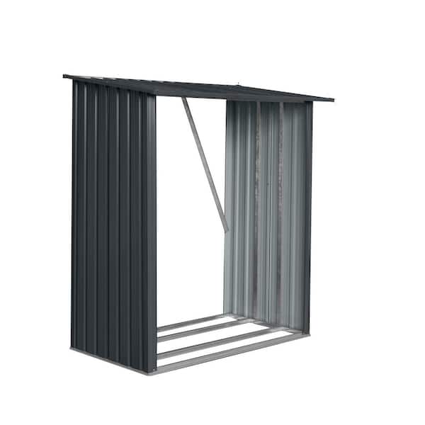 Unbranded Outdoor Metal 4.92 ft. W x 2.46 ft. D Firewood Rack Shed with Durability and Efficient Design (12.1 sq. ft. )
