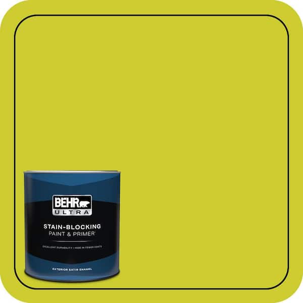 BEHR ULTRA 1 qt. #S-G-400 Lime Pop Satin Enamel Exterior Paint & Primer